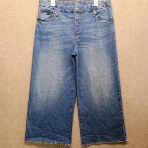 Time‎ and Tru Jeans Womens Sz 16 Blue Denim Wide Leg Button Fly Stretch Grunge